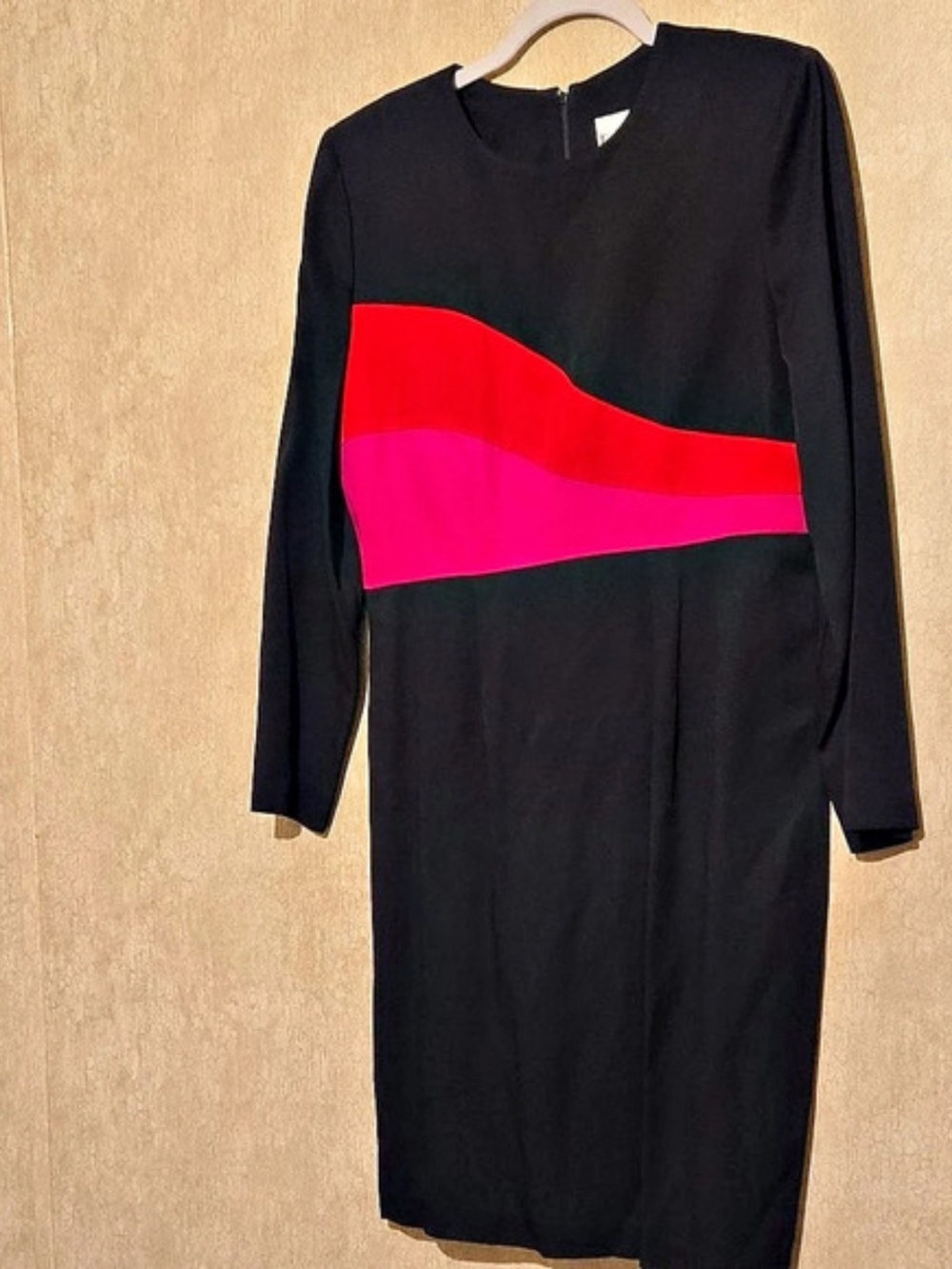Danny & Nicole Color Block Midi Dress in Black & Pink Size 10 Petite